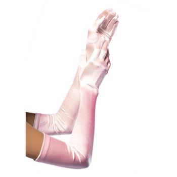 GUANTI  LUNGHI ROSA IN RASO